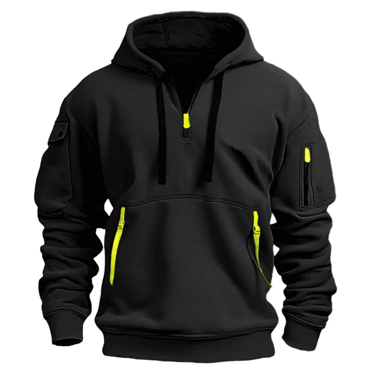 Herren-Kapuzenpulli mit halbem Reißverschluss