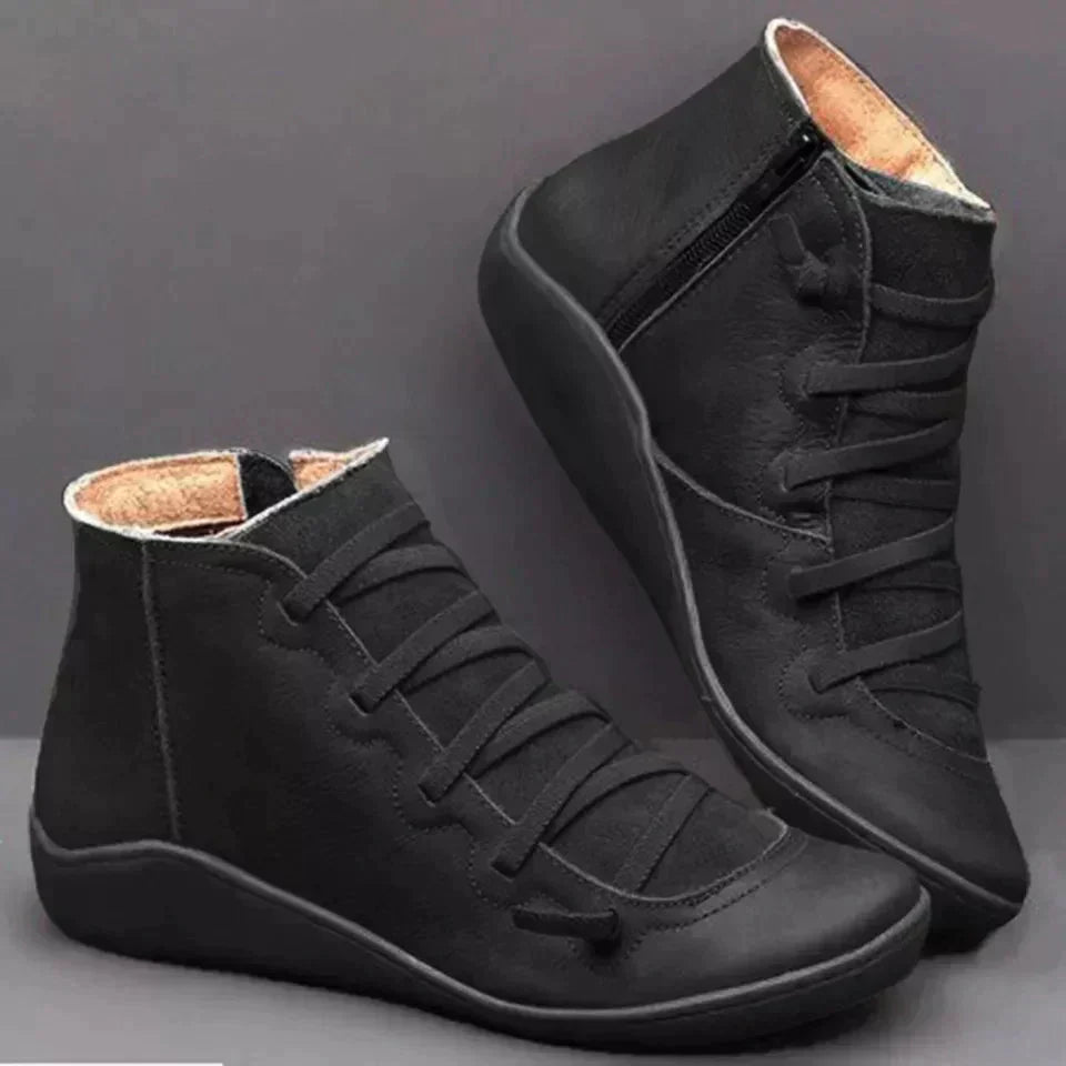 Izabel - Stilvolle Ankelstiefel mit Schnürung und seitlichem Reißverschluss