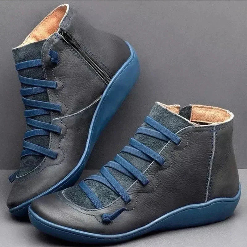 Izabel - Stilvolle Ankelstiefel mit Schnürung und seitlichem Reißverschluss