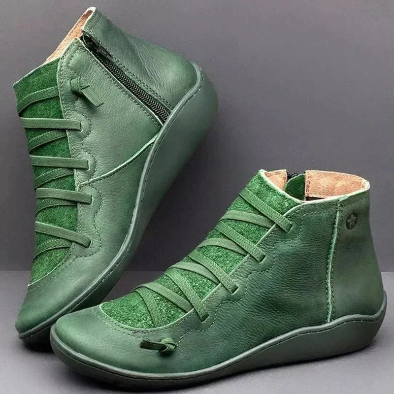 Izabel - Stilvolle Ankelstiefel mit Schnürung und seitlichem Reißverschluss