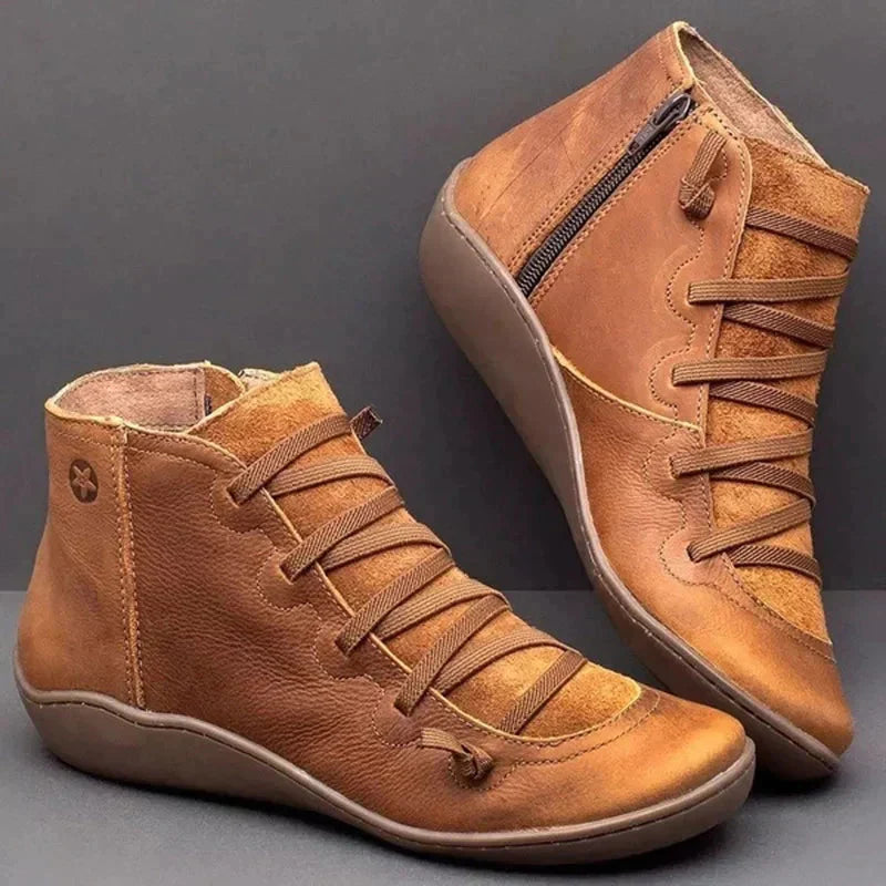 Izabel - Stilvolle Ankelstiefel mit Schnürung und seitlichem Reißverschluss