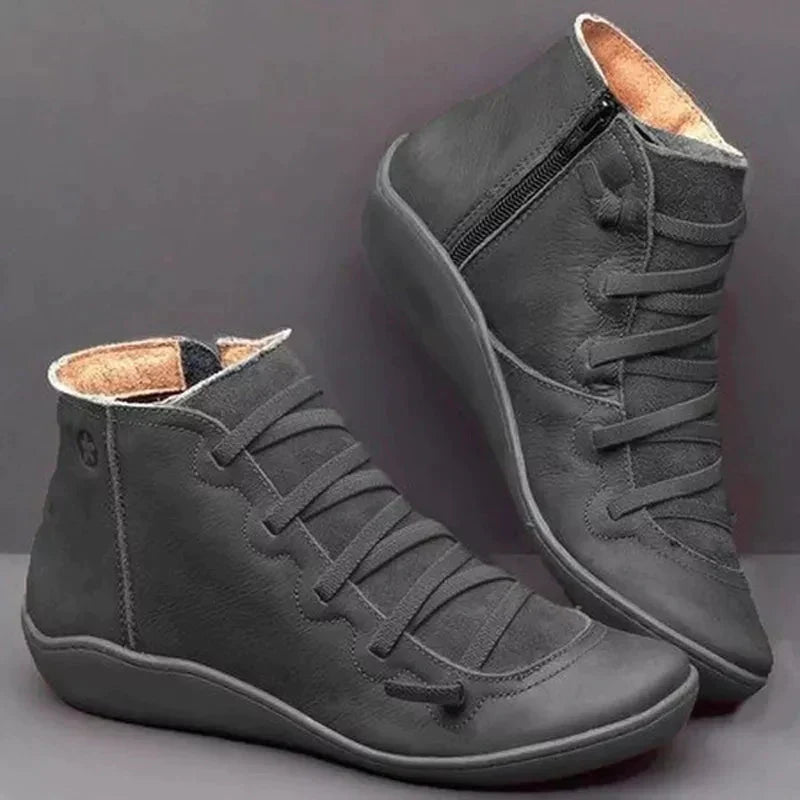 Izabel - Stilvolle Ankelstiefel mit Schnürung und seitlichem Reißverschluss