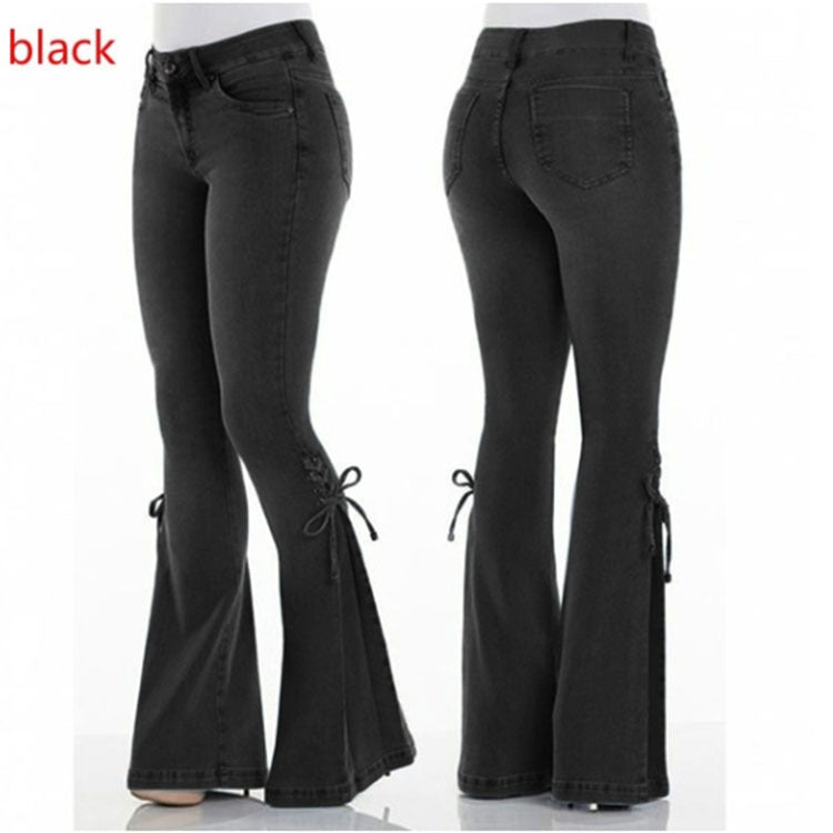 Schick | Hoch taillierte weite Jeans mit Schnürung für Damen
