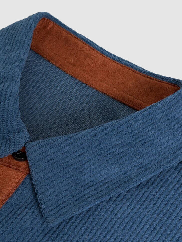 Jerico - Vintage Kord Fashion Farbblock Patchwork-Hemd