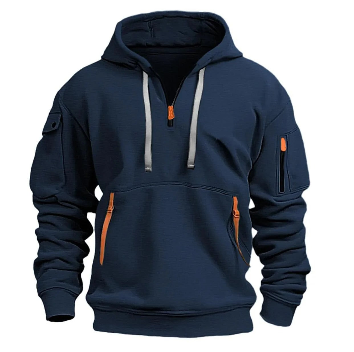 Herren-Kapuzenpulli mit halbem Reißverschluss