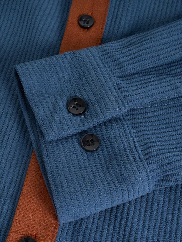 Jerico - Vintage Kord Fashion Farbblock Patchwork-Hemd