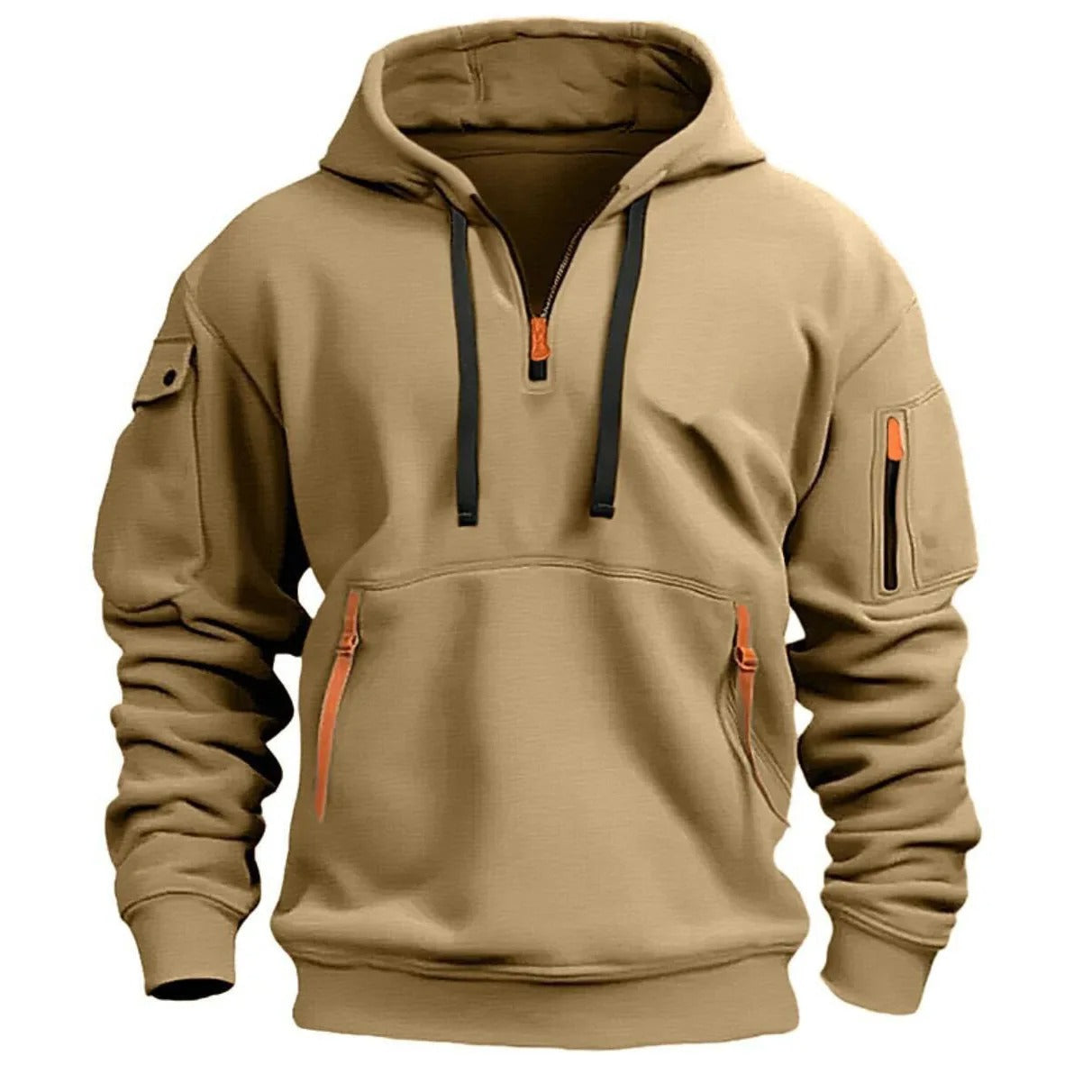 Herren-Kapuzenpulli mit halbem Reißverschluss