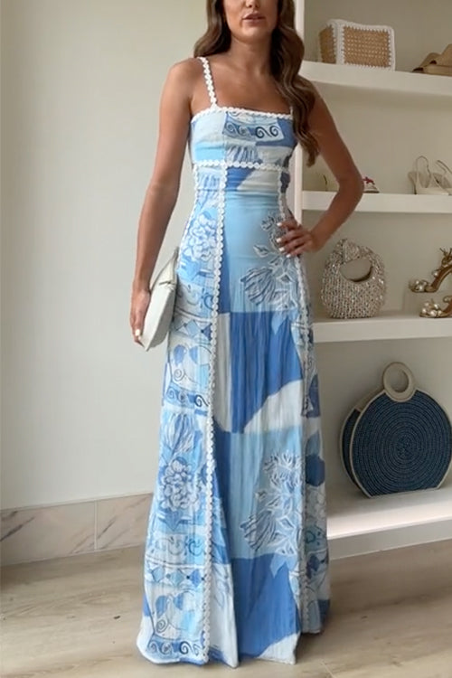 Julia - Blumengemustertes Maxikleid mit Spitzenkante