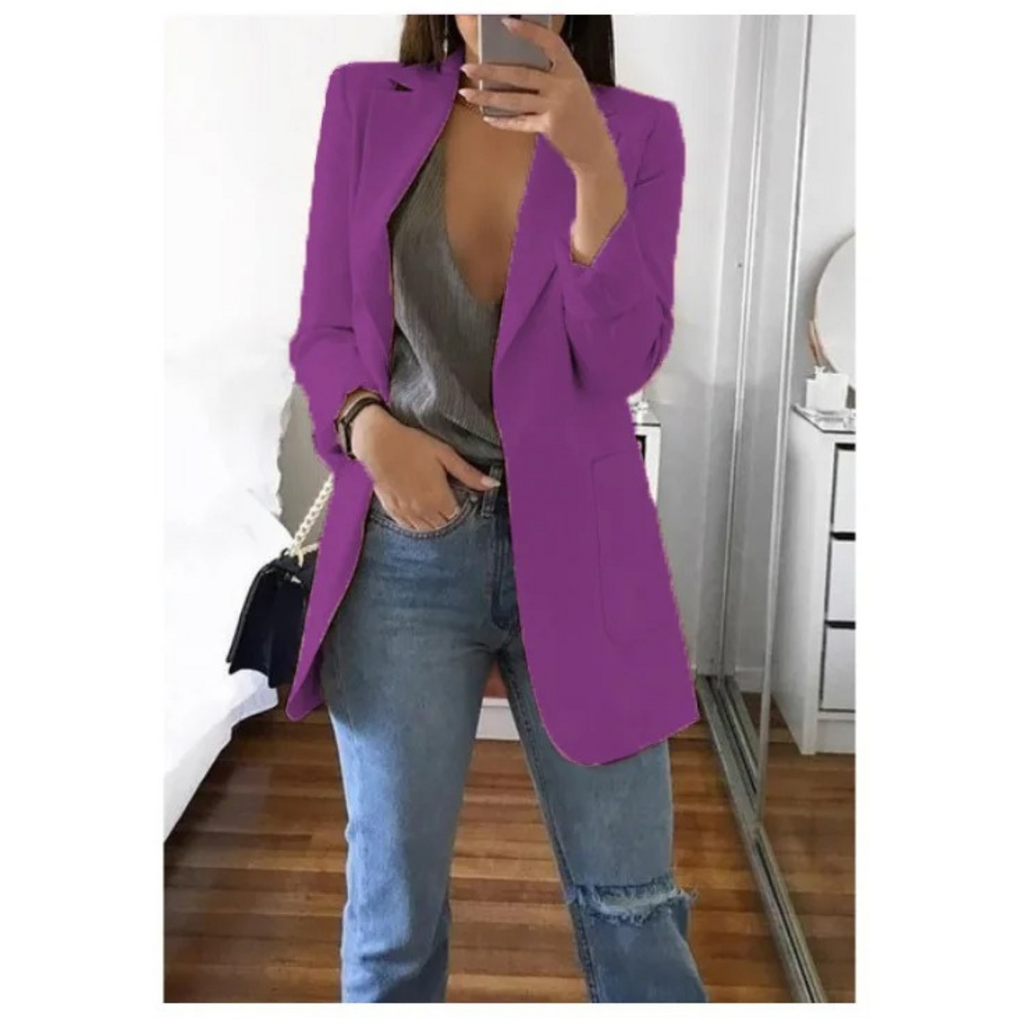 Langer Blazer für Frauen in khaki Farbe MODA