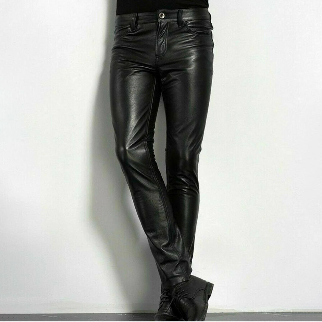 Brent | Schwarze Kunstlederhose für Männer