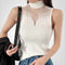 Eleganz | Transparentes Strick-Crop-Top mit Neckholder