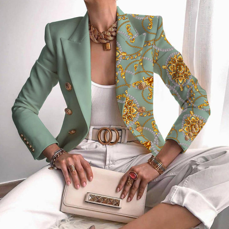 Stylischer Blazer-Jacke mit Print und Knöpfen für Damen | Perfekt für den Alltag
