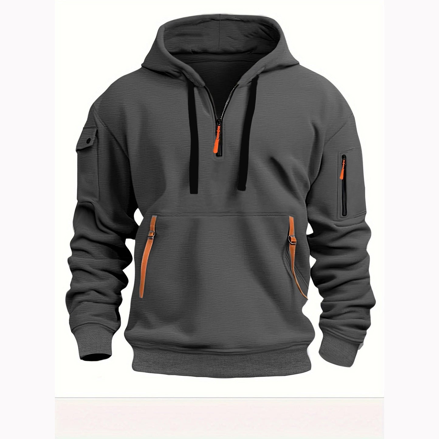 Herren-Kapuzenpulli mit halbem Reißverschluss