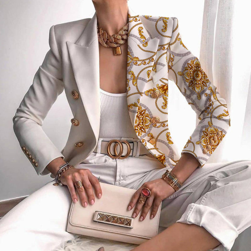 Stylischer Blazer-Jacke mit Print und Knöpfen für Damen | Perfekt für den Alltag