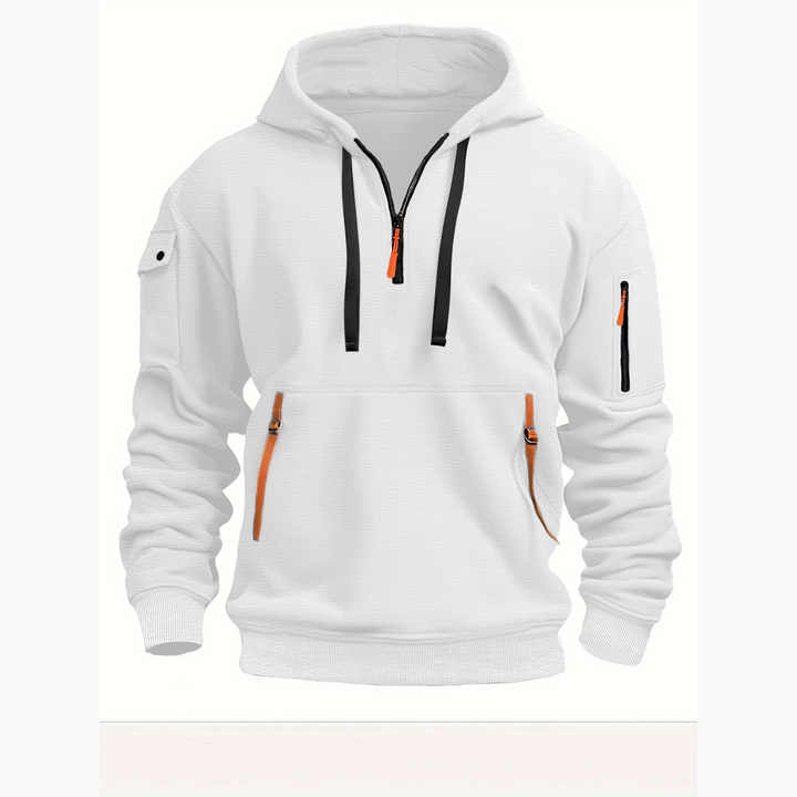 Herren-Kapuzenpulli mit halbem Reißverschluss