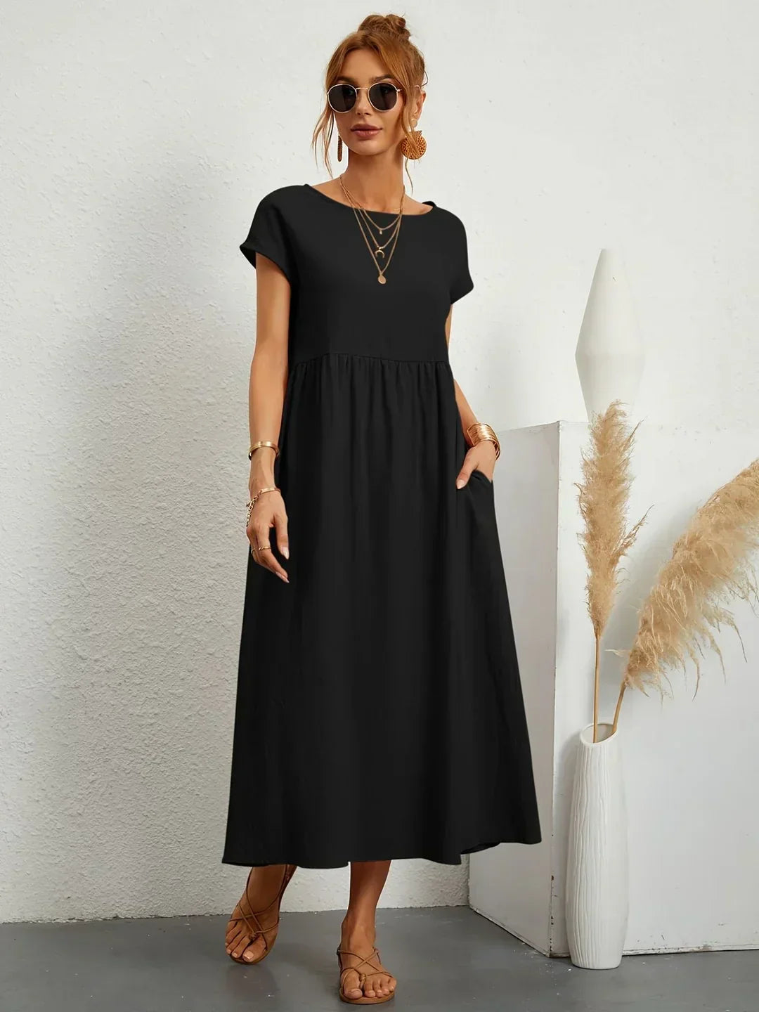 Jenna Leichtes Kleid aus weicher Baumwolle mit Taschen