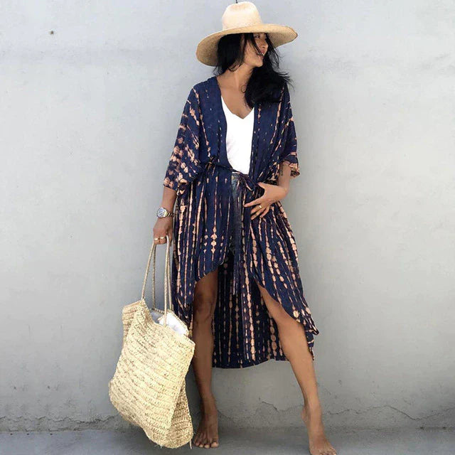 Sofia Elegante Kimono Kleid mit Verstellbarem Gürtel