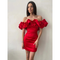 Damen Gerüscht Schulterfrei Kleid | Mini