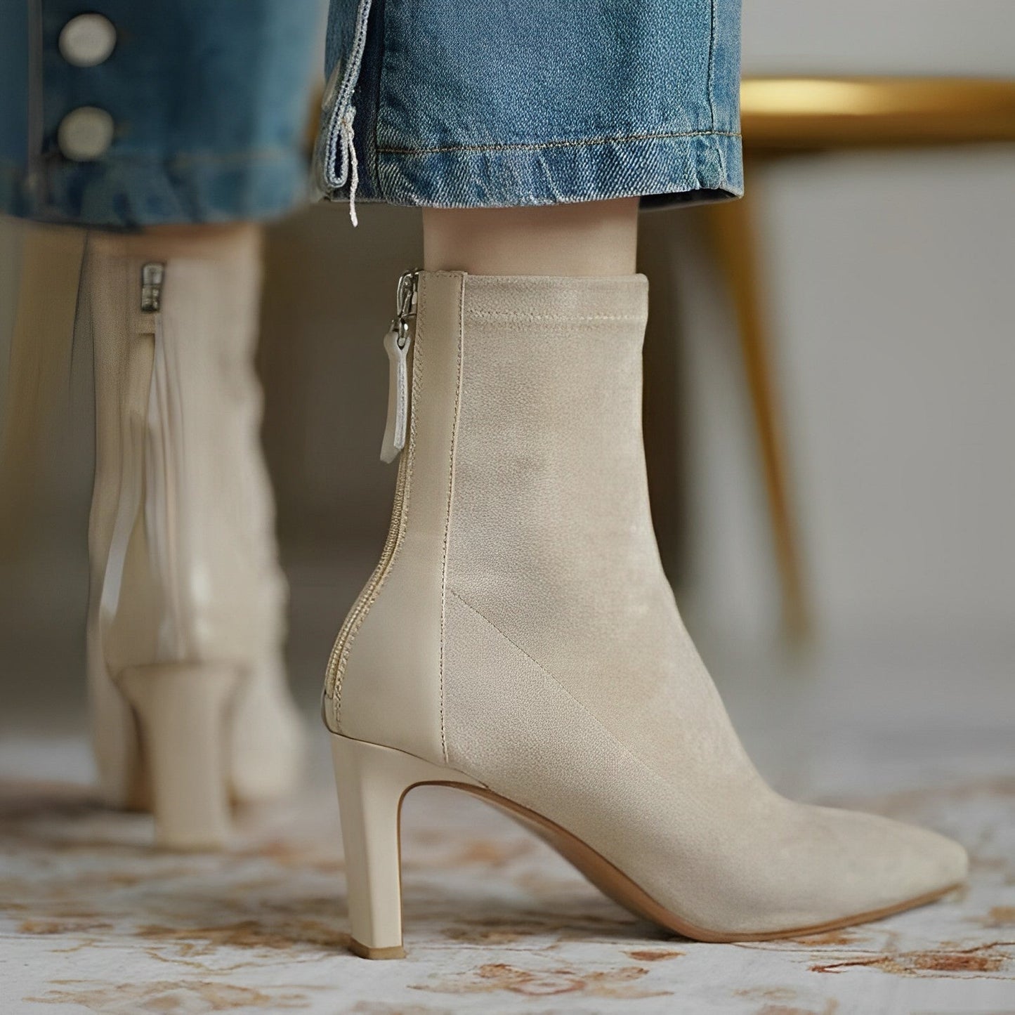 Freja stilvolle spitze Stiefel mit hohem Absatz und Reißverschluss