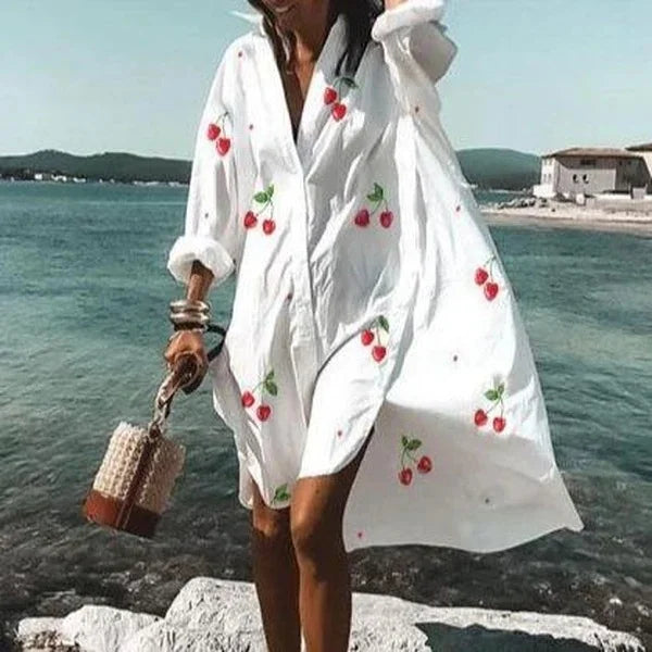 Irische Lässige Langärmlige Kleid mit Knopfleiste