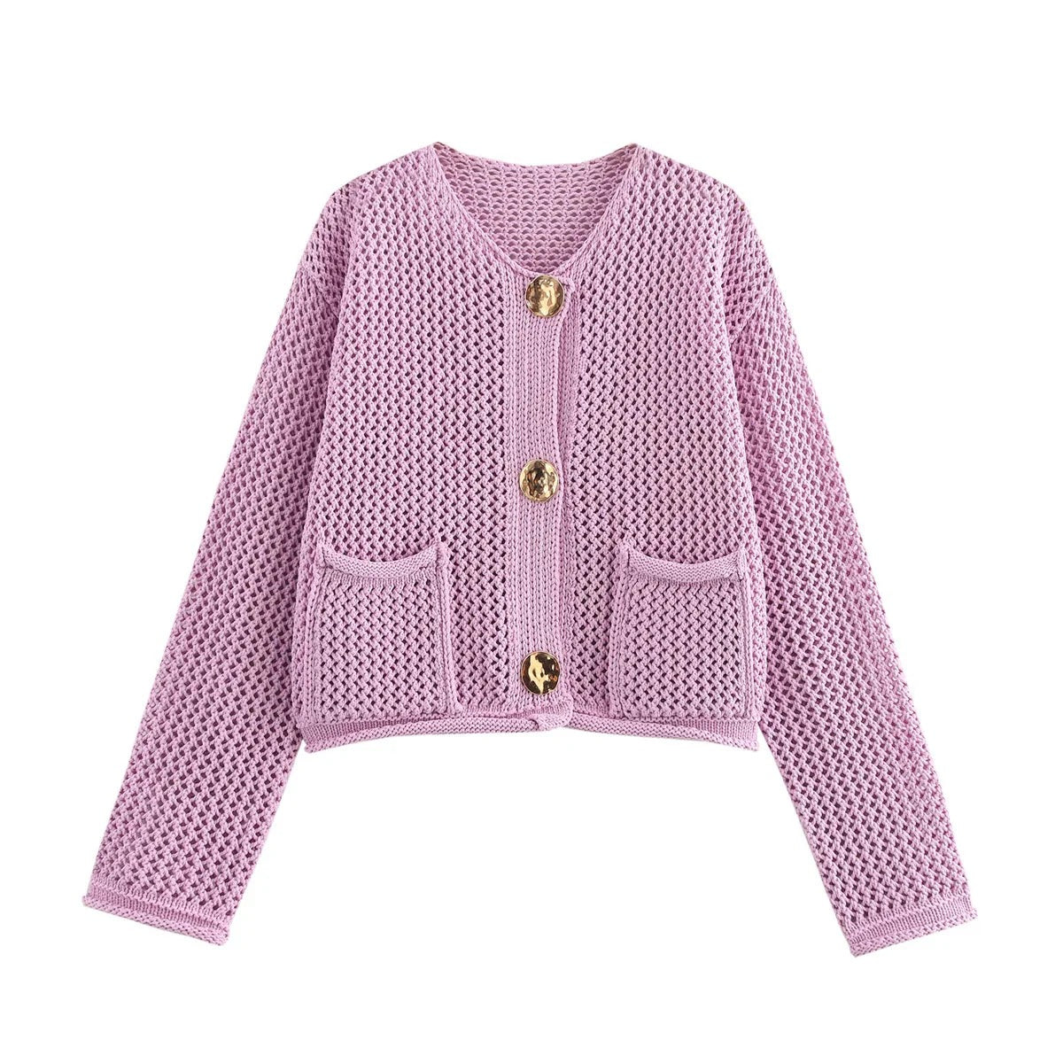 Übergroßer Strickjacke mit goldenen Knöpfen | Ideal für alle Jahreszeiten