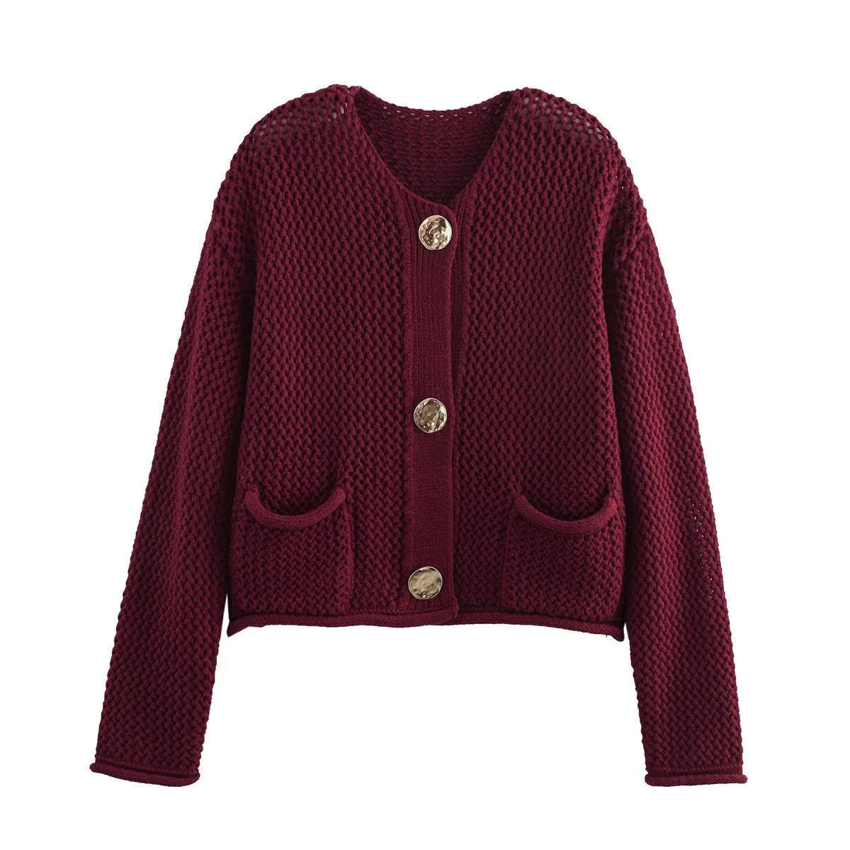 Übergroßer Strickjacke mit goldenen Knöpfen | Ideal für alle Jahreszeiten