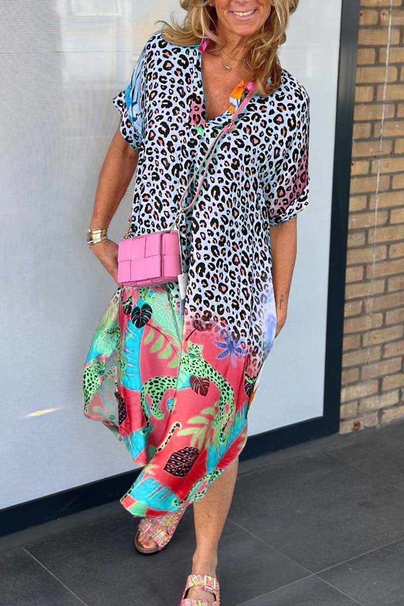 Lässiges Kleid mit Leopardenmuster für Damen