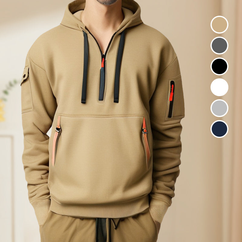 Herren-Kapuzenpulli mit halbem Reißverschluss