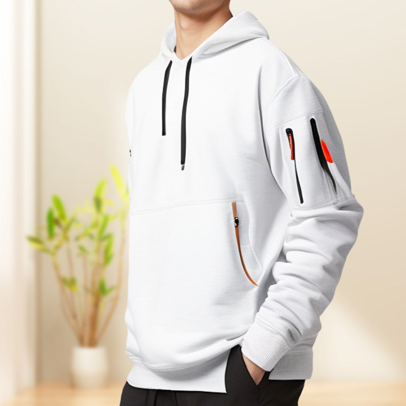 Herren-Kapuzenpulli mit halbem Reißverschluss