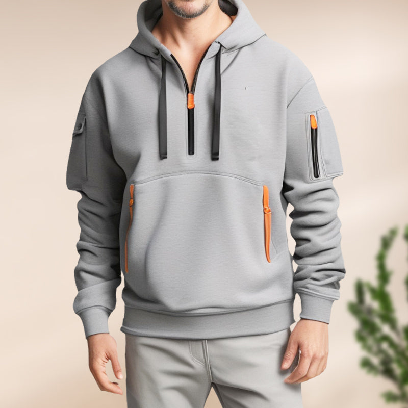 Herren-Kapuzenpulli mit halbem Reißverschluss