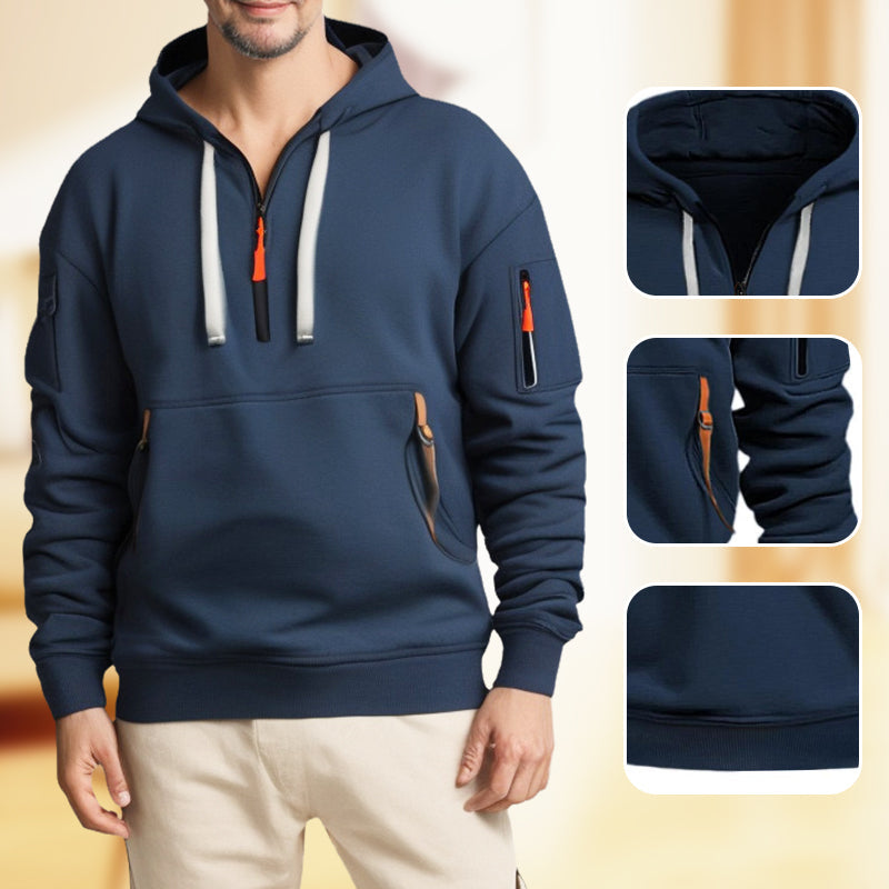 Herren-Kapuzenpulli mit halbem Reißverschluss