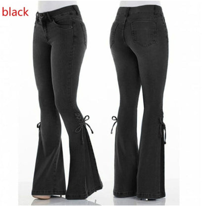 Schick | Hoch taillierte weite Jeans mit Schnürung für Damen