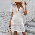 Boho Häkel Bikini Cover-Up Kleid mit Tiefem V-Ausschnitt für Damen | Ideal für Sommer