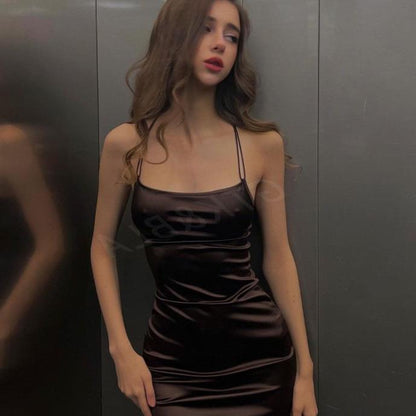 Damen elegantes Minimal Kleid aus hochwertigem Satin WOLFF
