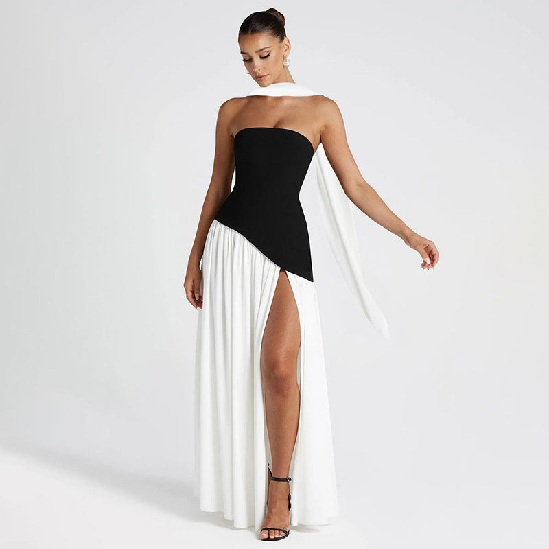 Damen elegantes Maxikleid mit asymmetrischem Schnitt und raffiniertem Drapierungsdesign WOLFF