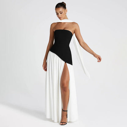 Damen elegantes Maxikleid mit asymmetrischem Schnitt und raffiniertem Drapierungsdesign WOLFF