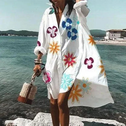 Irische Lässige Langärmlige Kleid mit Knopfleiste