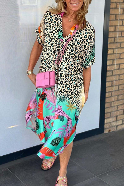 Lässiges Kleid mit Leopardenmuster für Damen