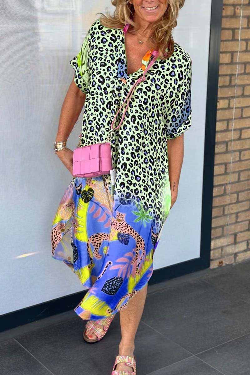 Lässiges Kleid mit Leopardenmuster für Damen