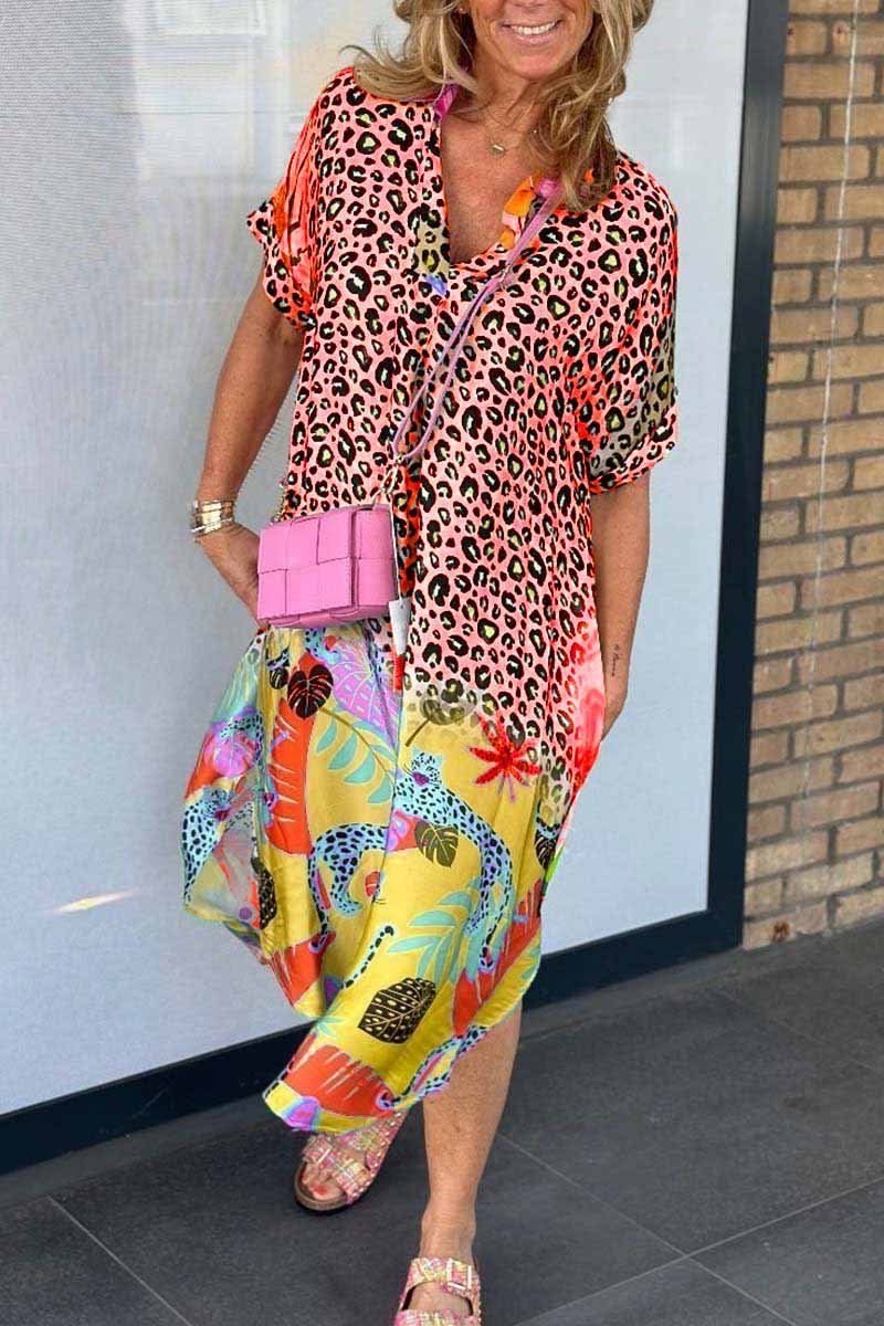 Lässiges Kleid mit Leopardenmuster für Damen