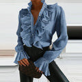 Damen Elegante Gerüschte Bluse | Langarm