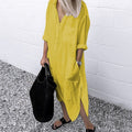 Leinen-Hemdkleid mit Taschen für Damen