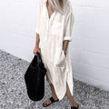 Leinen-Hemdkleid mit Taschen für Damen